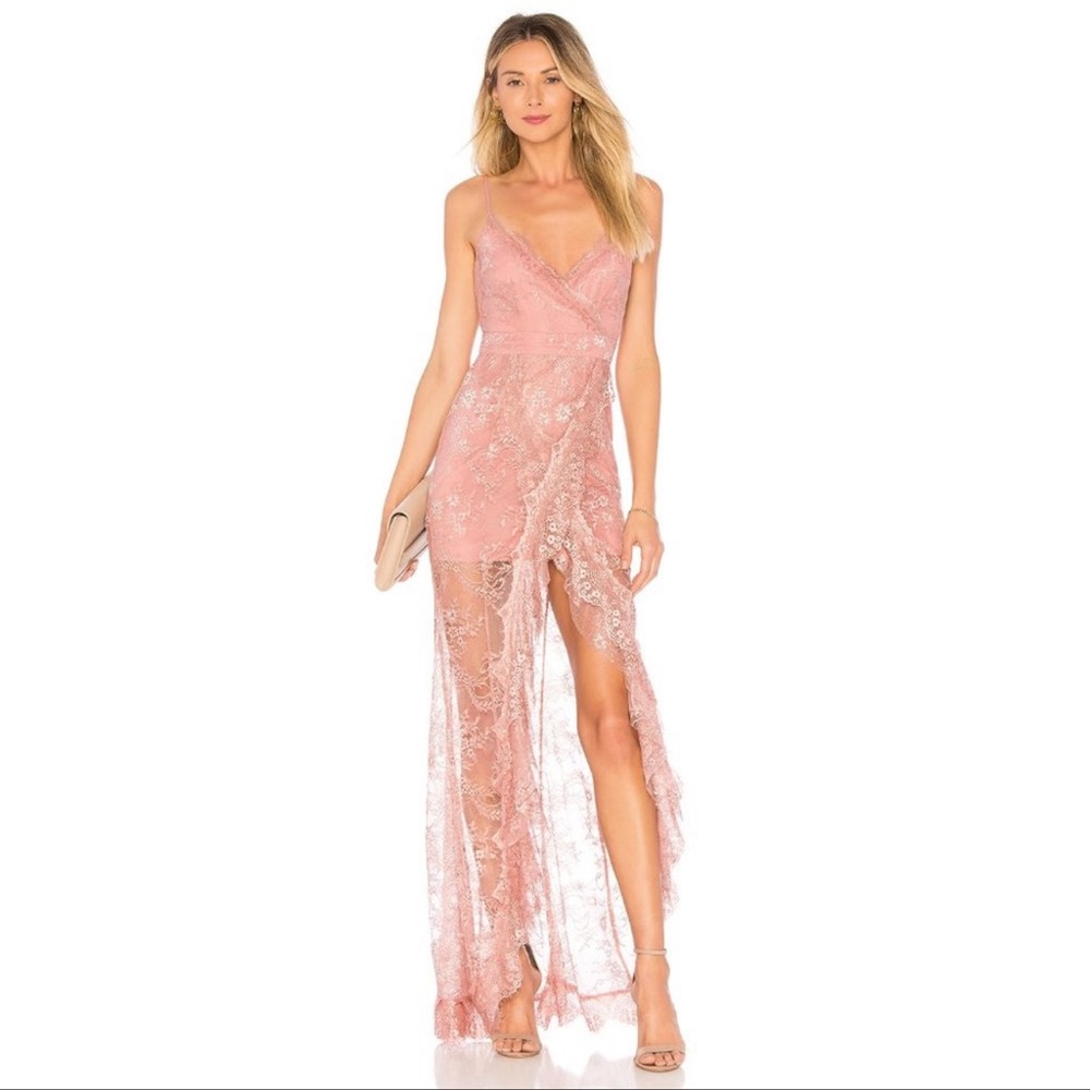 REVOLVE Majorelle Metallic Paisley Lace Dress